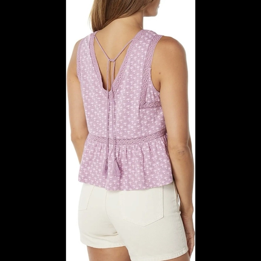 Lucky Brand Lavender Floral Cotton Blend Cropped Camisole - Picture 10 of 12